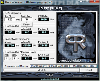 Overclockulator screenshot