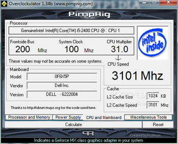 Overclockulator screenshot 3