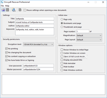 Ovis pdf-Recover Professional screenshot