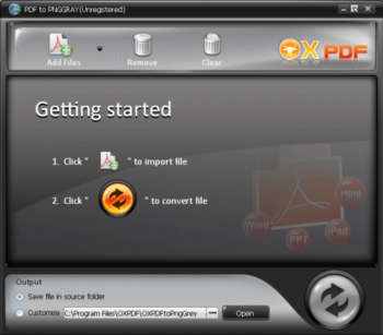 OX PDF to Png Grey Converter screenshot