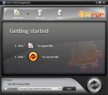 OX PDF to PSD Converter screenshot
