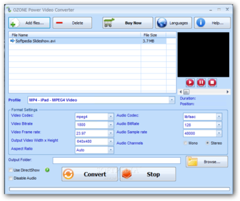 Ozone Power Video Converter screenshot