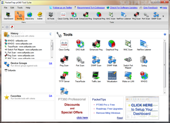 PacketTrap PT360 Tool Suite screenshot
