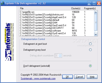 Pagedefrag screenshot