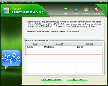 Paltalk Password Recovery screenshot 2