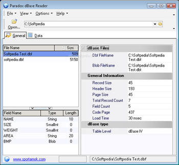 Paradox dbase Reader screenshot