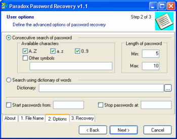 Paradox Password Recovery screenshot 3