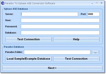 Paradox To Sybase ASE Conversion Software screenshot