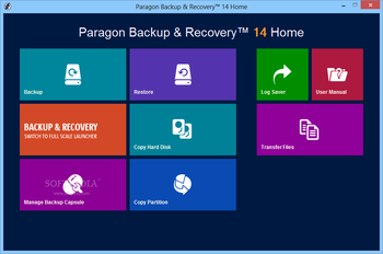 Paragon Backup and Recovery Home screenshot