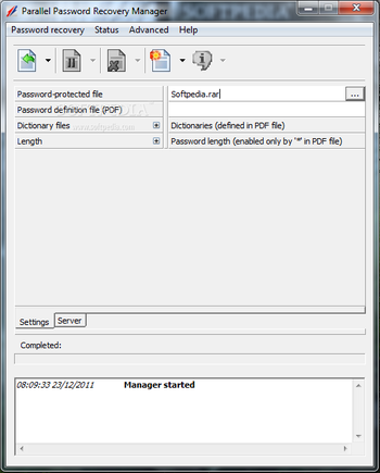 Parallel Password Recovery Manager screenshot