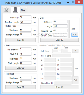 Parametric 3D Pressure Vessel for AutoCAD screenshot 2