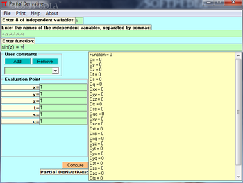 Partial Derivatives screenshot