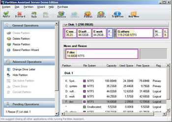 Partition Assistant Server screenshot