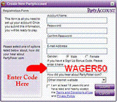 Party Poker Sign up Bonus Code - WAGER50 screenshot