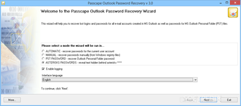 Passcape Outlook Password Recovery screenshot