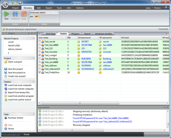 Passcape Windows Password Recovery tool screenshot
