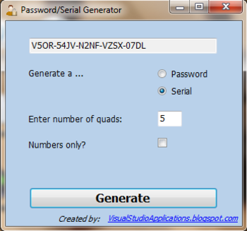 Password and Serial Generator screenshot