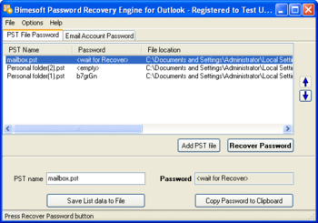 Password Recovery Engine for Outlook screenshot