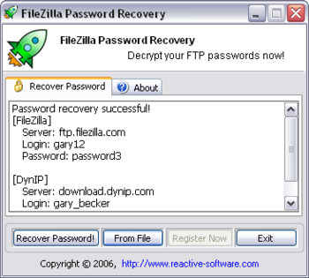 Password Recovery for FileZilla screenshot