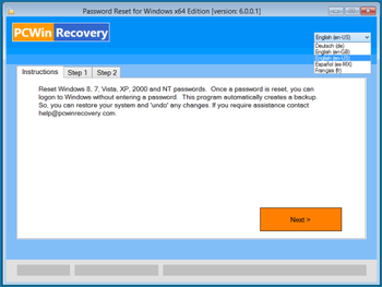 Password Reset X64 Edition screenshot 2