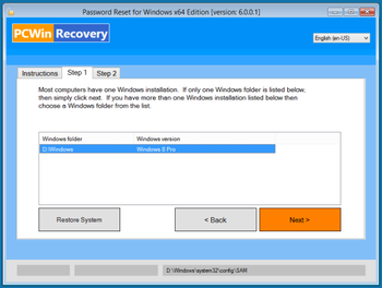 Password Reset X64 Edition screenshot 3