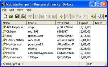 Password Tracker Deluxe screenshot