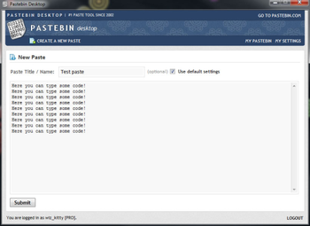 Pastebin Desktop screenshot