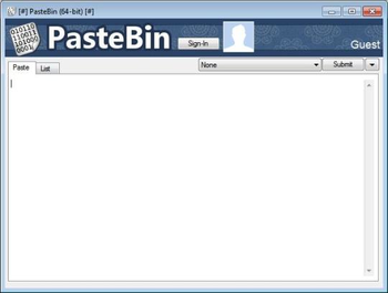 PasteBin screenshot