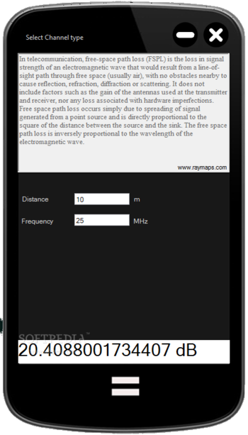 Path Loss Calculator screenshot