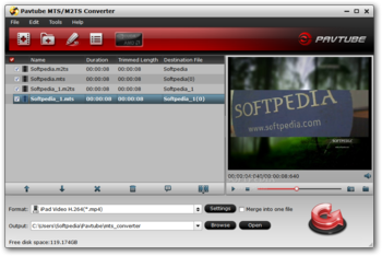 Pavtube MTS / M2TS Converter screenshot