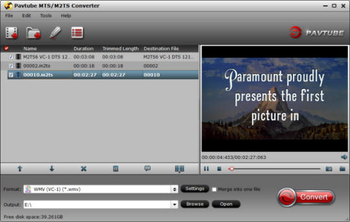 Pavtube MTS/M2TS Converter screenshot