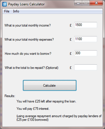 Payday Loan Calculator screenshot