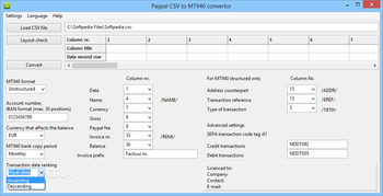 Paypal CSV to MT940 convertor screenshot