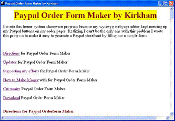 Paypal Order Form Maker by Kirkham screenshot