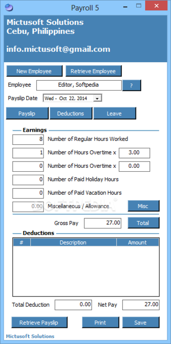 Payroll screenshot