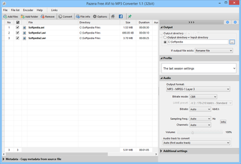 Pazera Free AVI to MP3 Portable screenshot