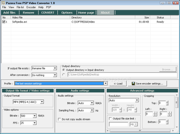 Pazera Free PSP Video Converter screenshot