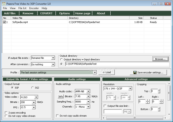 Pazera Free Video to 3GP Converter screenshot
