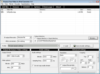 Pazera Free Video to iPod Converter screenshot