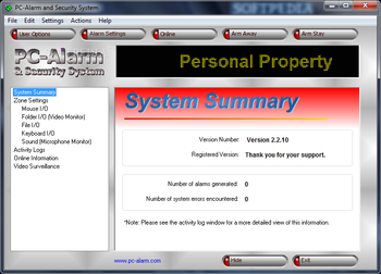 PC-Alarm and Security System screenshot