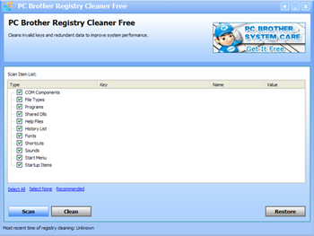 PC Brother Registry Cleaner Free screenshot