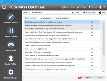 PC Services Optimizer (formerly Vista Services Optimizer) screenshot 2