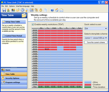 PC TIME LIMIT PRO screenshot 3