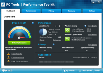 PC Tools Performance Toolkit screenshot