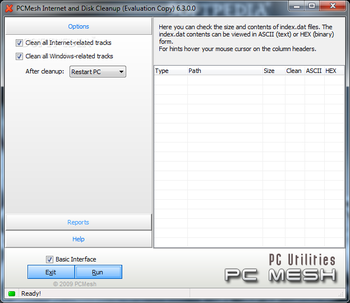 PCMesh Internet and Disk Cleanup screenshot