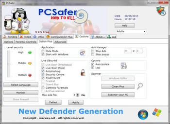 PCSafer 2016 Internet Security screenshot