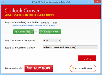 PCVARE Outlook Converter screenshot