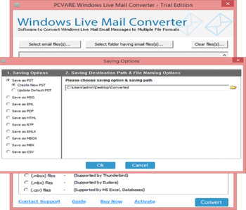 PCVARE Windows Live Mail Converter screenshot