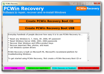 PCWin Recovery Suite screenshot