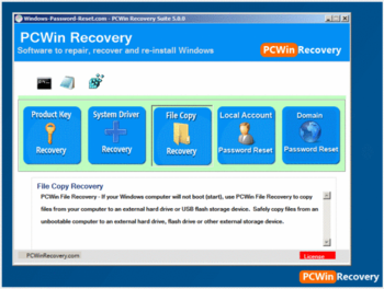 PCWin Recovery w/ Windows Password Reset screenshot